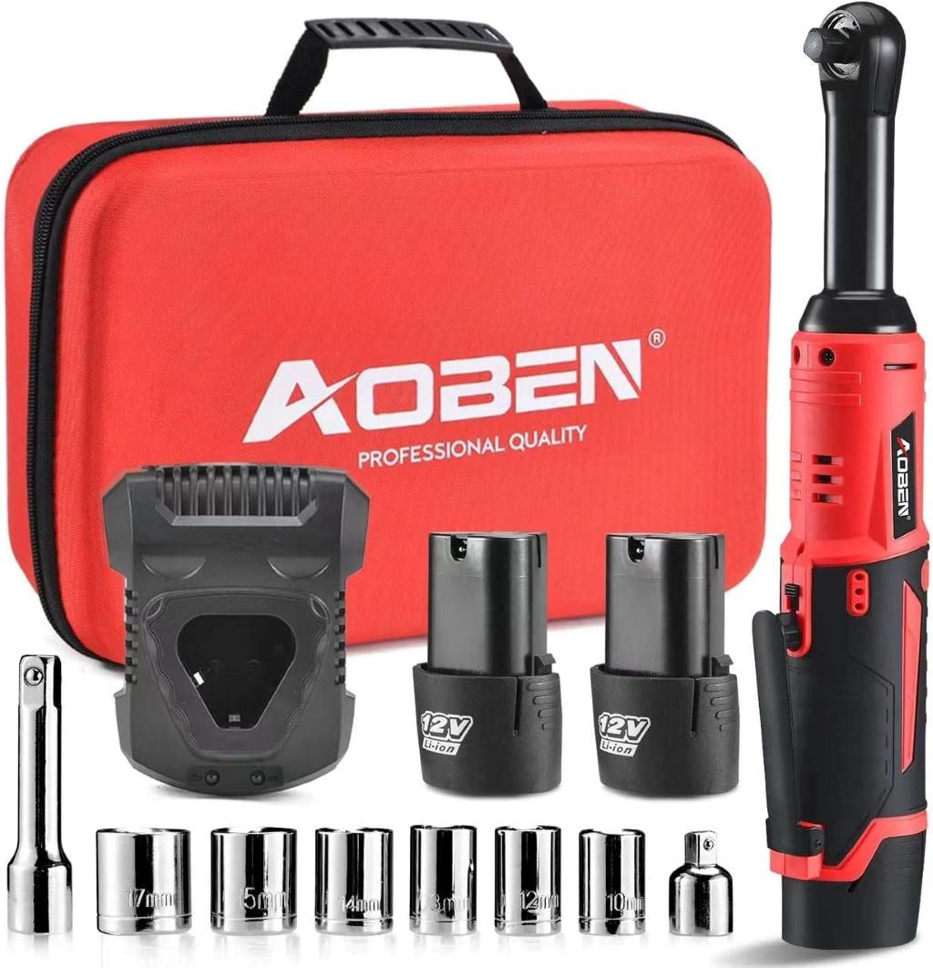 AOBEN 3/8 inch cordless ratchet wrench kit with lithium battery and variable speed
