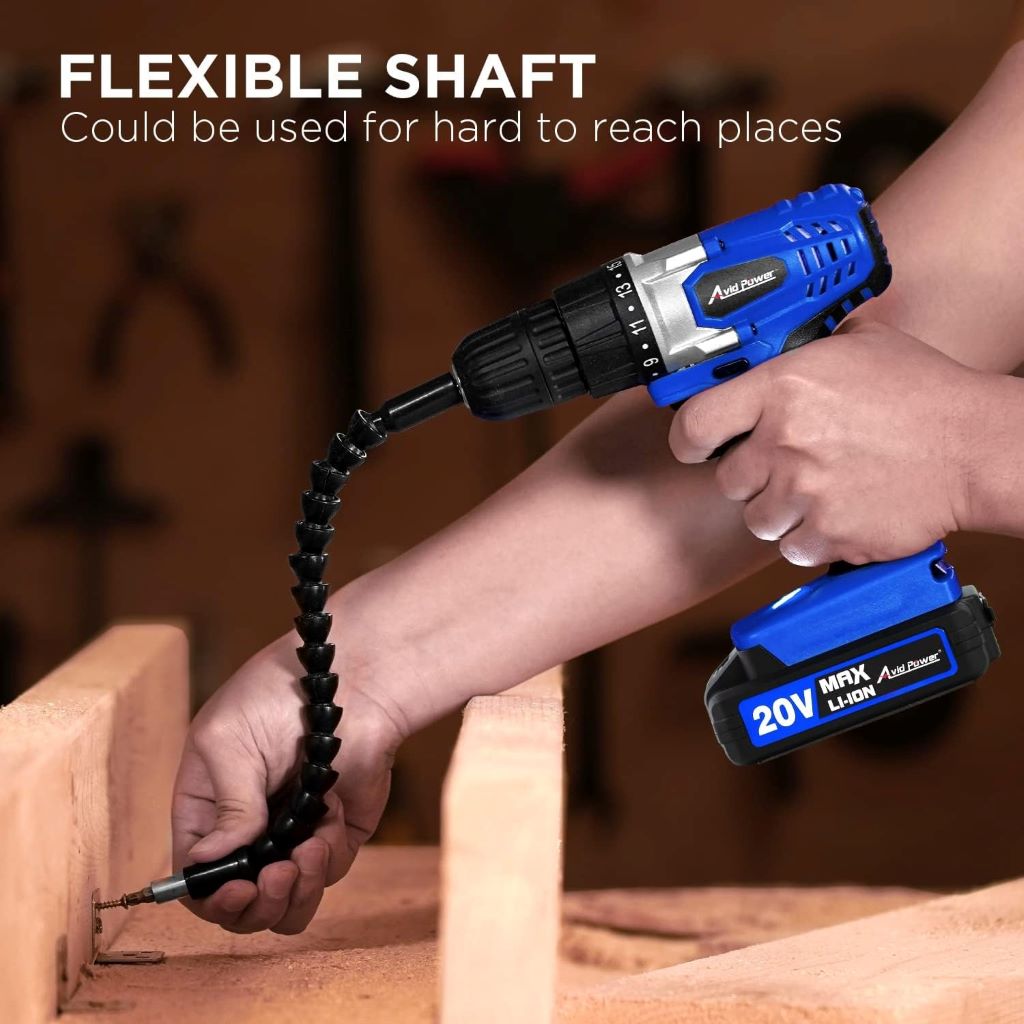 Compact and versatile 20V lithium-ion drill set with battery, charger, and multiple bits.