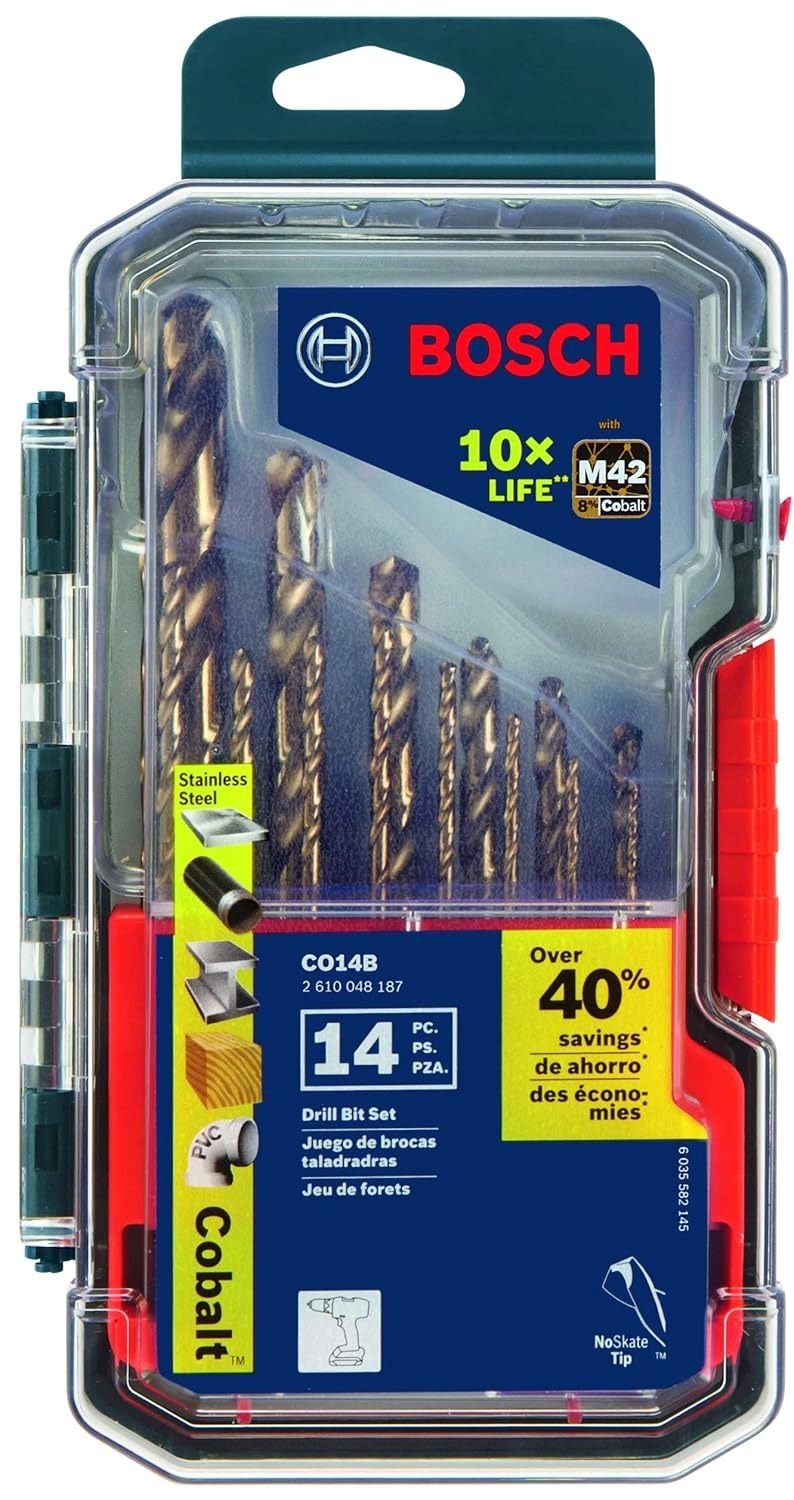 Durable Bosch CO14B drill bits with three-flat shank for precision metal drilling
