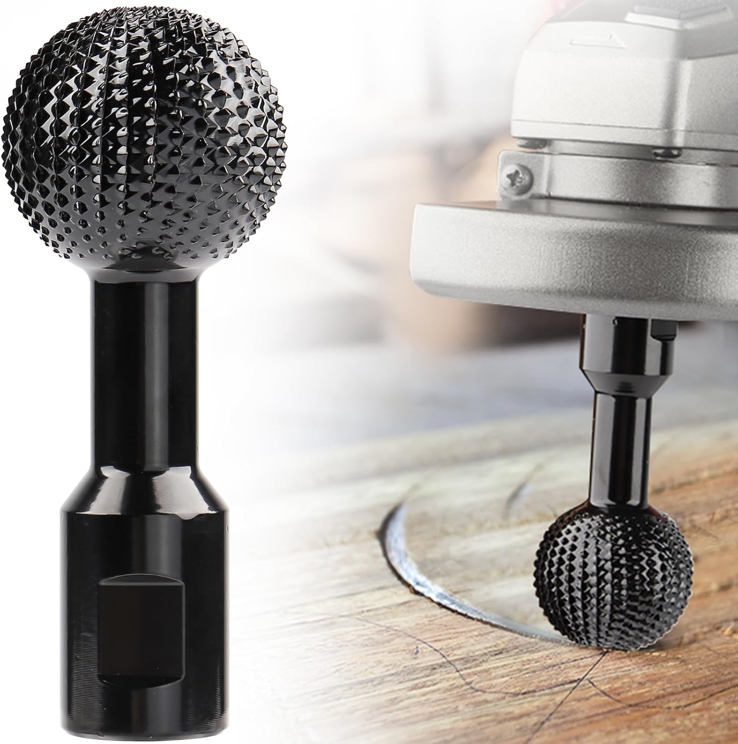 Boounyatin 360° Ball Gouge Angle Grinder Attachment – spherical steel grinding head with abrasive teeth, designed for rapid wood carving, bowl, log, and sculpture crafting