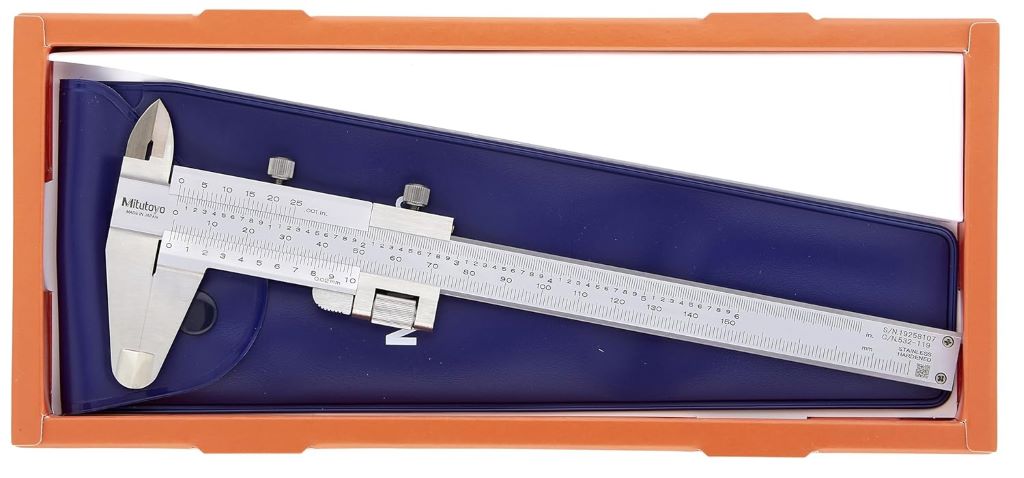 Mitutoyo 532-120 Vernier Caliper measuring tool with 0-7 inch range on white background.