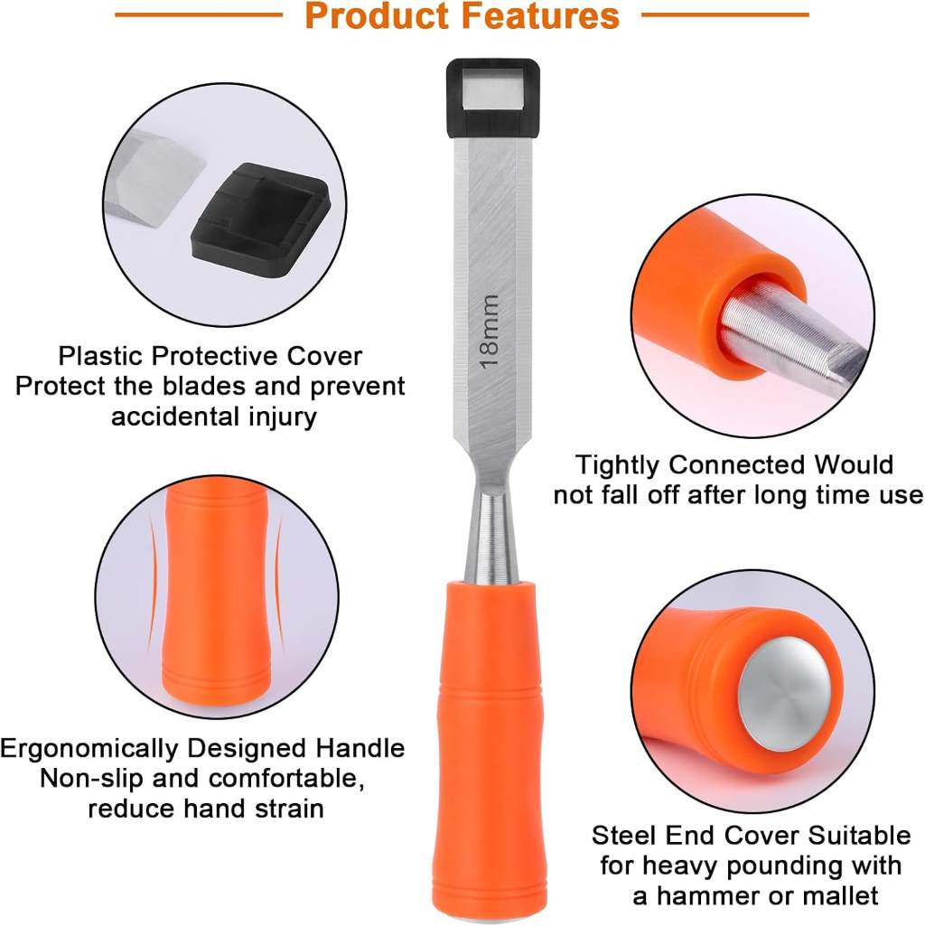 Durable woodworking chisel set 6mm to 24mm sizes with comfortable grip