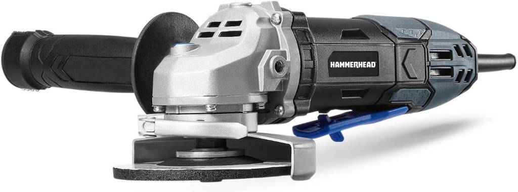 Hammerhead 6-Amp 4-1/2 inch angle grinder with three grinding wheels for cutting and polishing