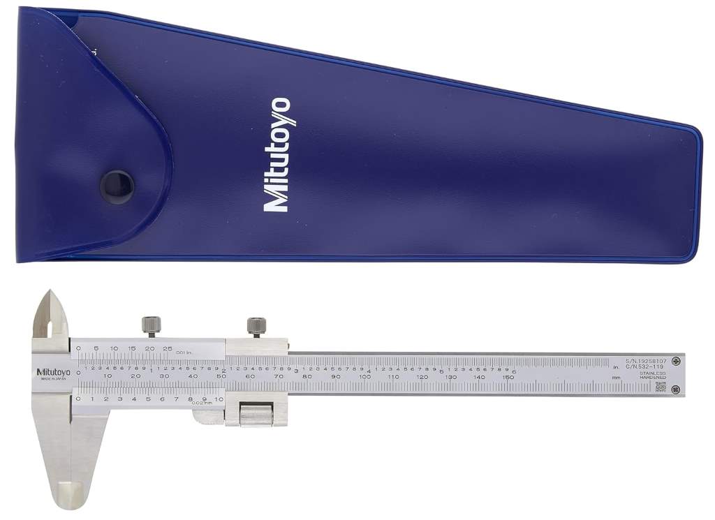 Stainless steel Mitutoyo 532-120 Vernier Caliper ideal for accurate inch and metric measurements.