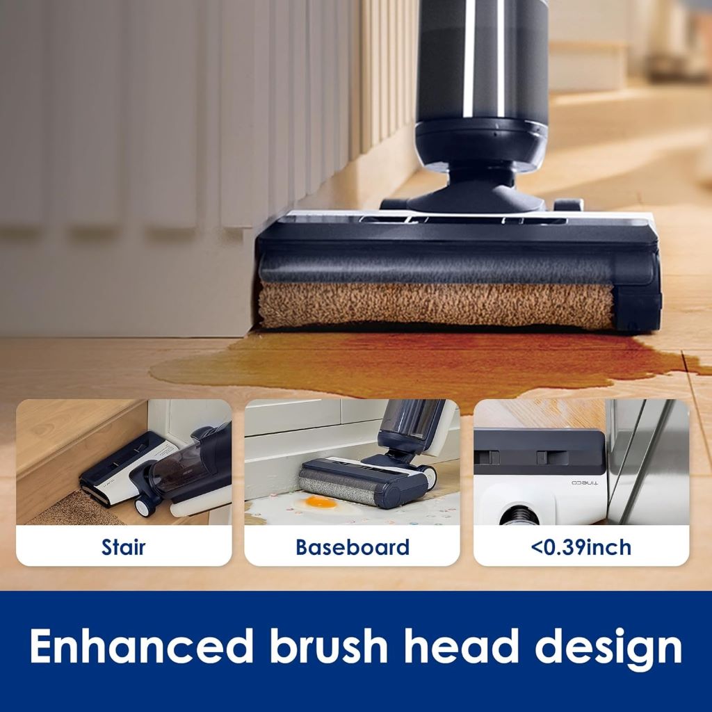 Smart vacuum mop with digital display, long run time, and pet hair removal