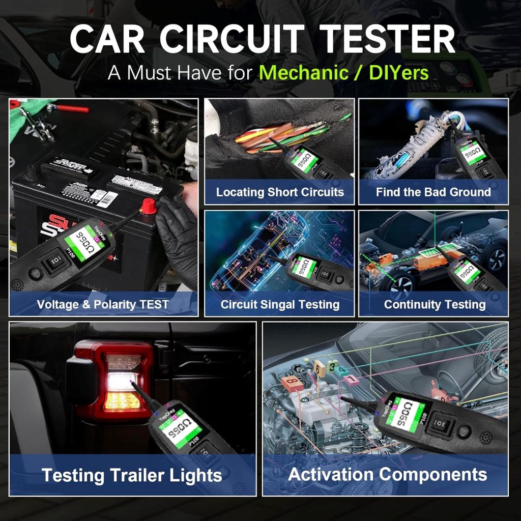 Power circuit probe tester for 12V and 24V vehicles – TopDiag P100 diagnostic tool