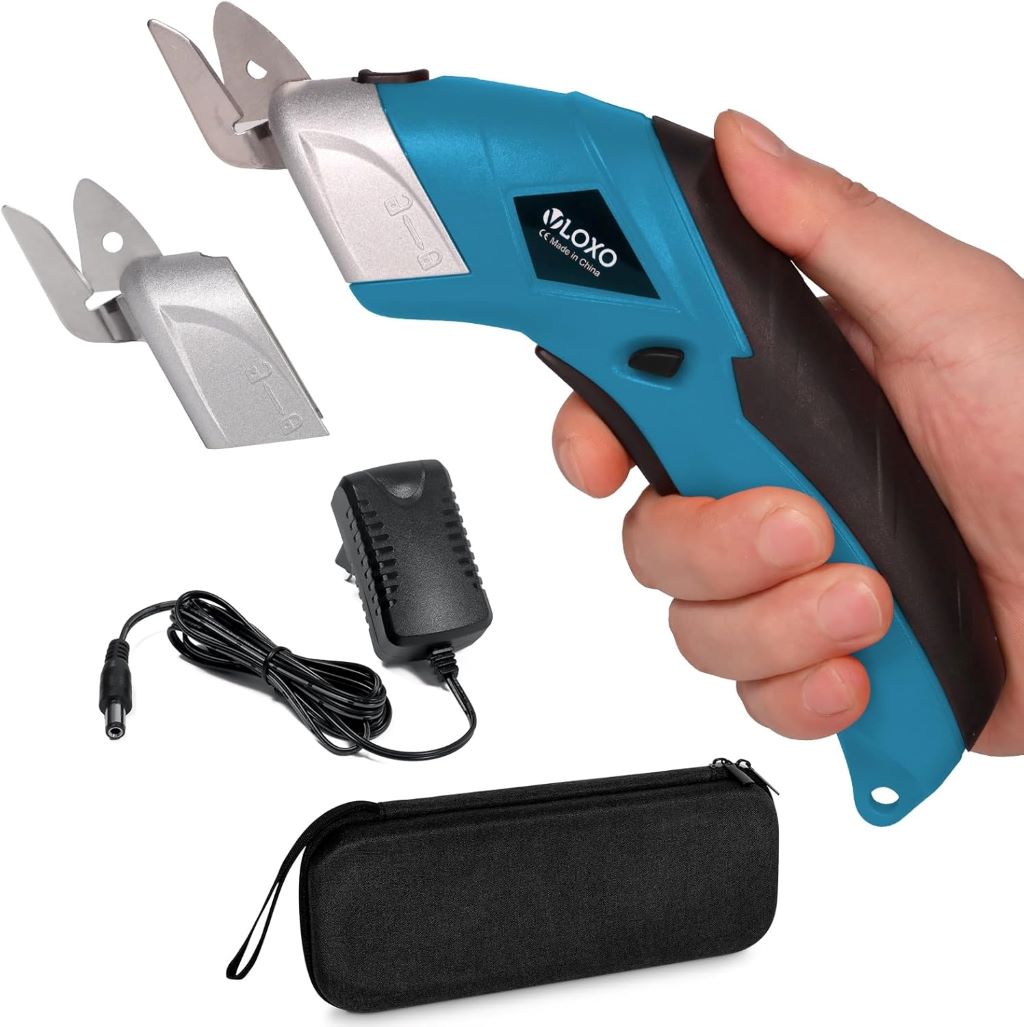 VLOXO cordless electric scissors with two interchangeable blades and charger