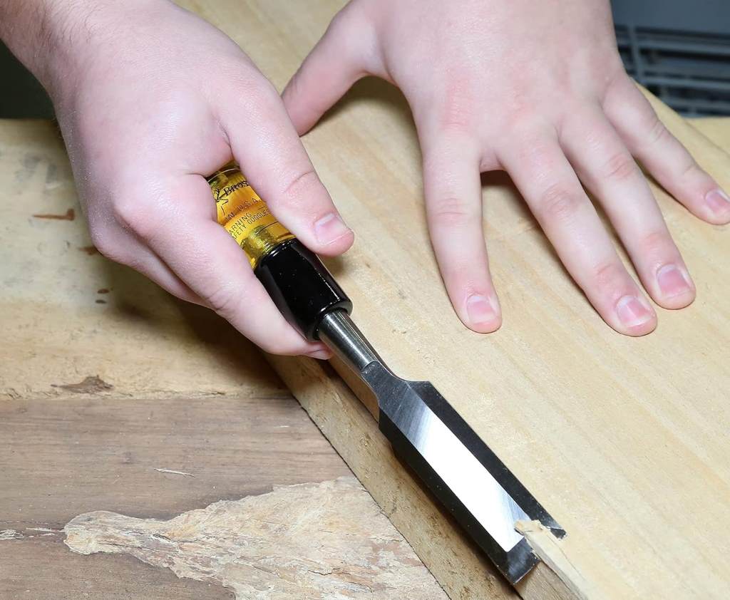 Close-up of Buck Brothers 120109BC chisel showing durable USA-made construction and sharp edge