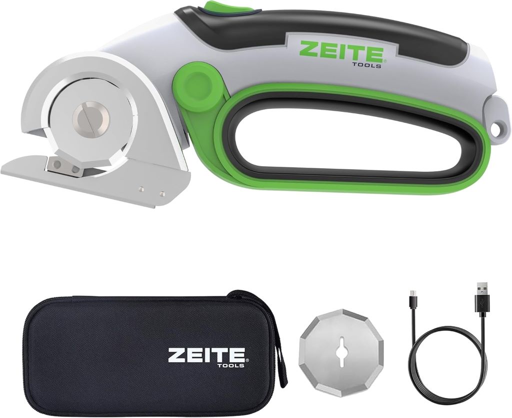 ZEITE 4V cordless electric scissors cutting cardboard with safety features