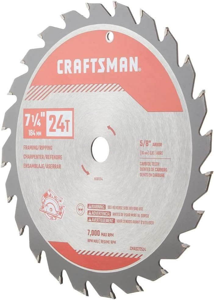 CRAFTSMAN 7-1/4 inch 24-tooth miter saw blades 3-pack for precise cutting.