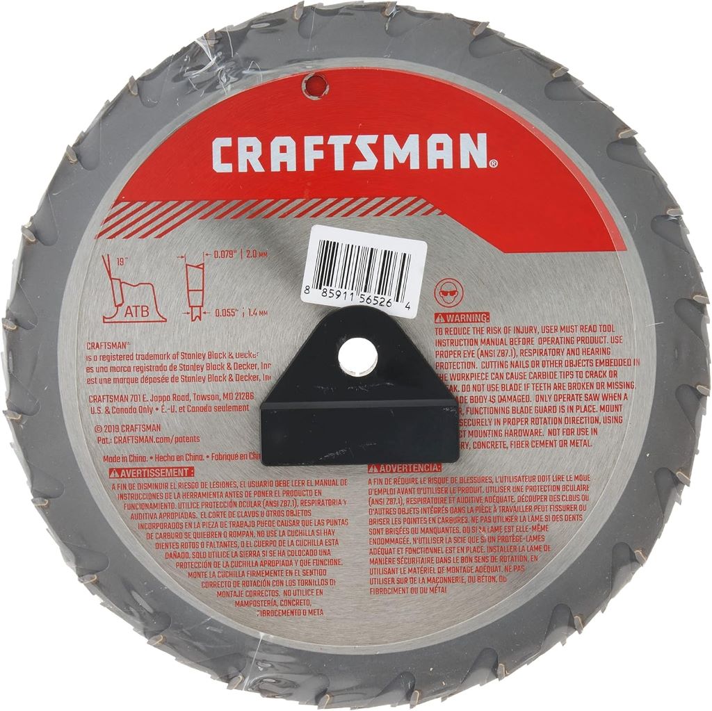 Close-up of CRAFTSMAN 7-1/4 inch miter saw blades, 24-tooth, 3-pack.