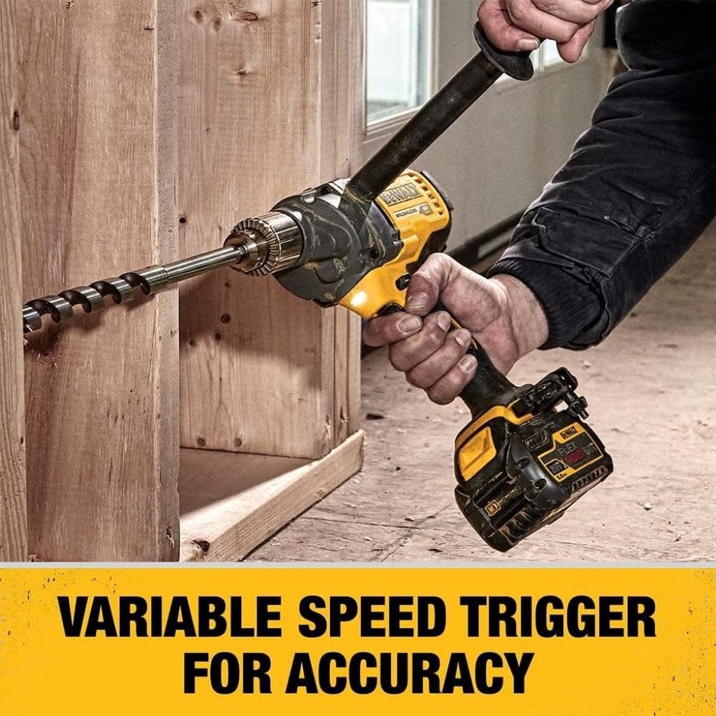 Powerful DEWALT FLEXVOLT cordless drill for professional concrete mixing tasks