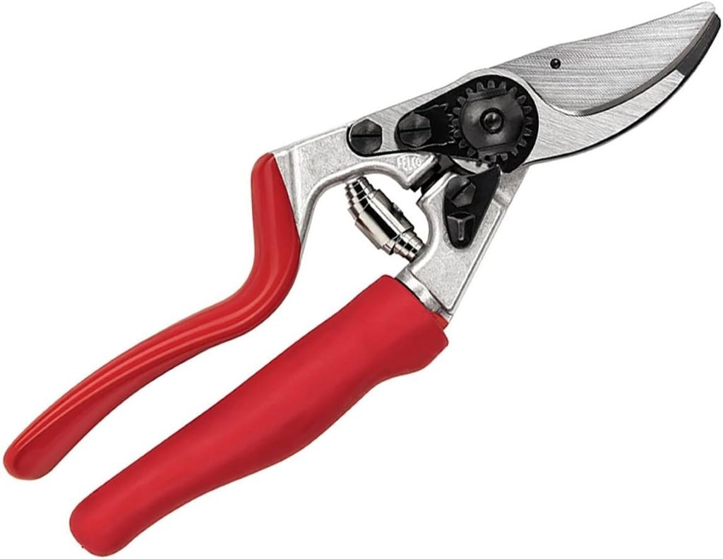 Felco F10 left-handed pruning shears with precision Swiss bypass blade and ergonomic handles