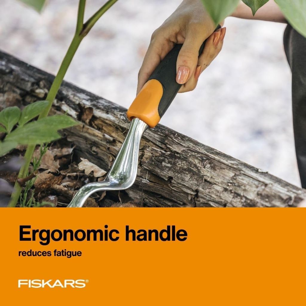 Heavy-duty Fiskars gardening hand tool designed for effortless weed removal
