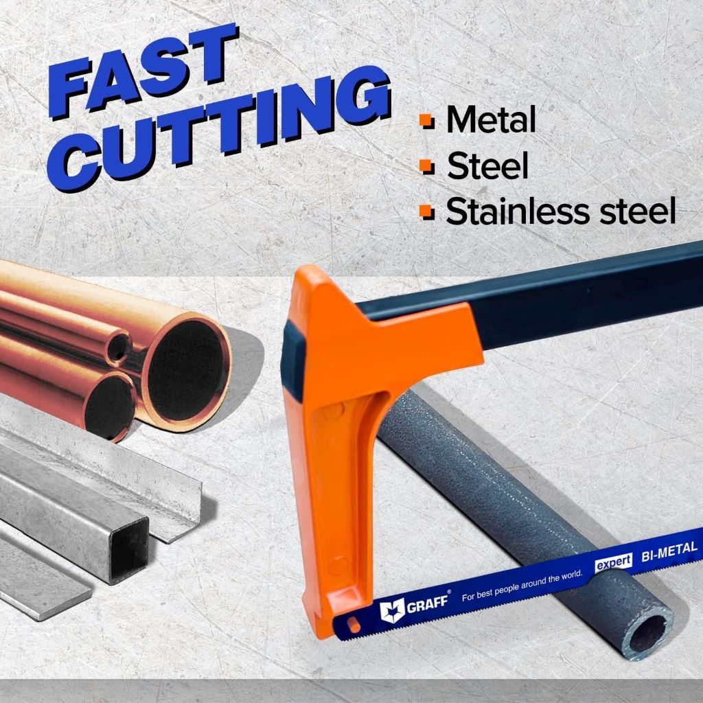 Replacement GRAFF hacksaw blades for precise metal and stainless steel cutting.