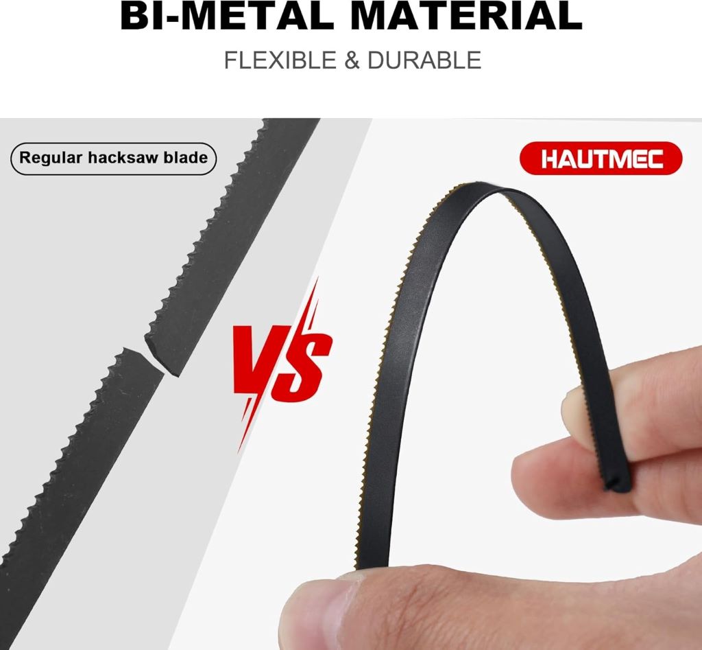 HAUTMEC 6-inch mini hacksaw blades, 10-pack with 24 TPI high-speed steel teeth.
