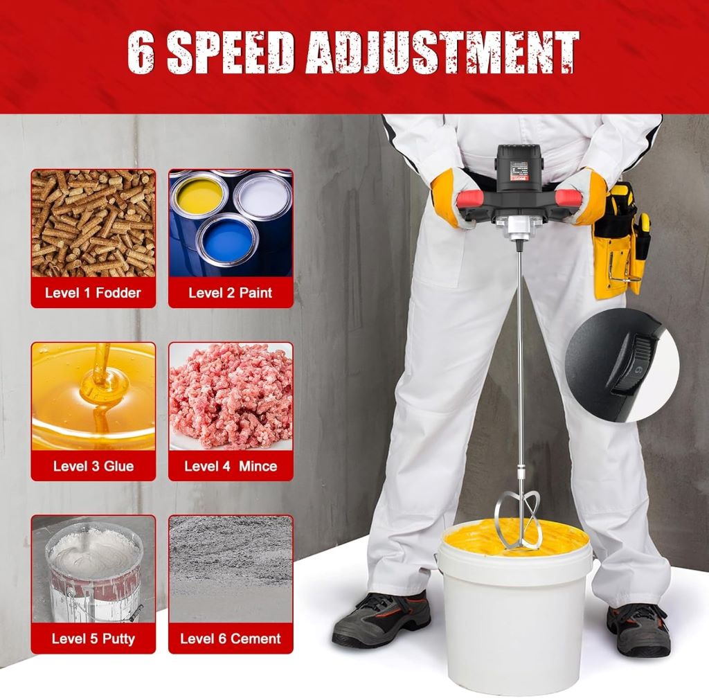 Portable concrete and mortar mixer tool for paint, plaster, and grout