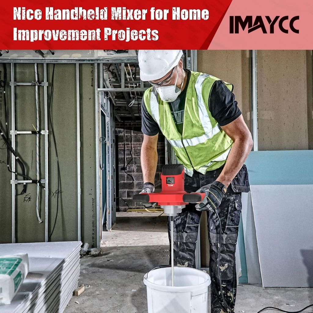 Powerful IMAYCC electric concrete mixer tool for mortar, paint, grout, and plaster