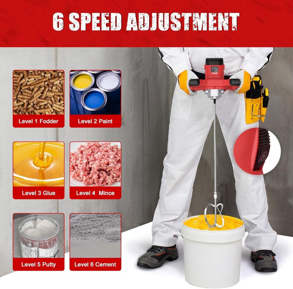 Durable 2100W IMAYCC handheld mixer for cement, thinset, and fodder stirring