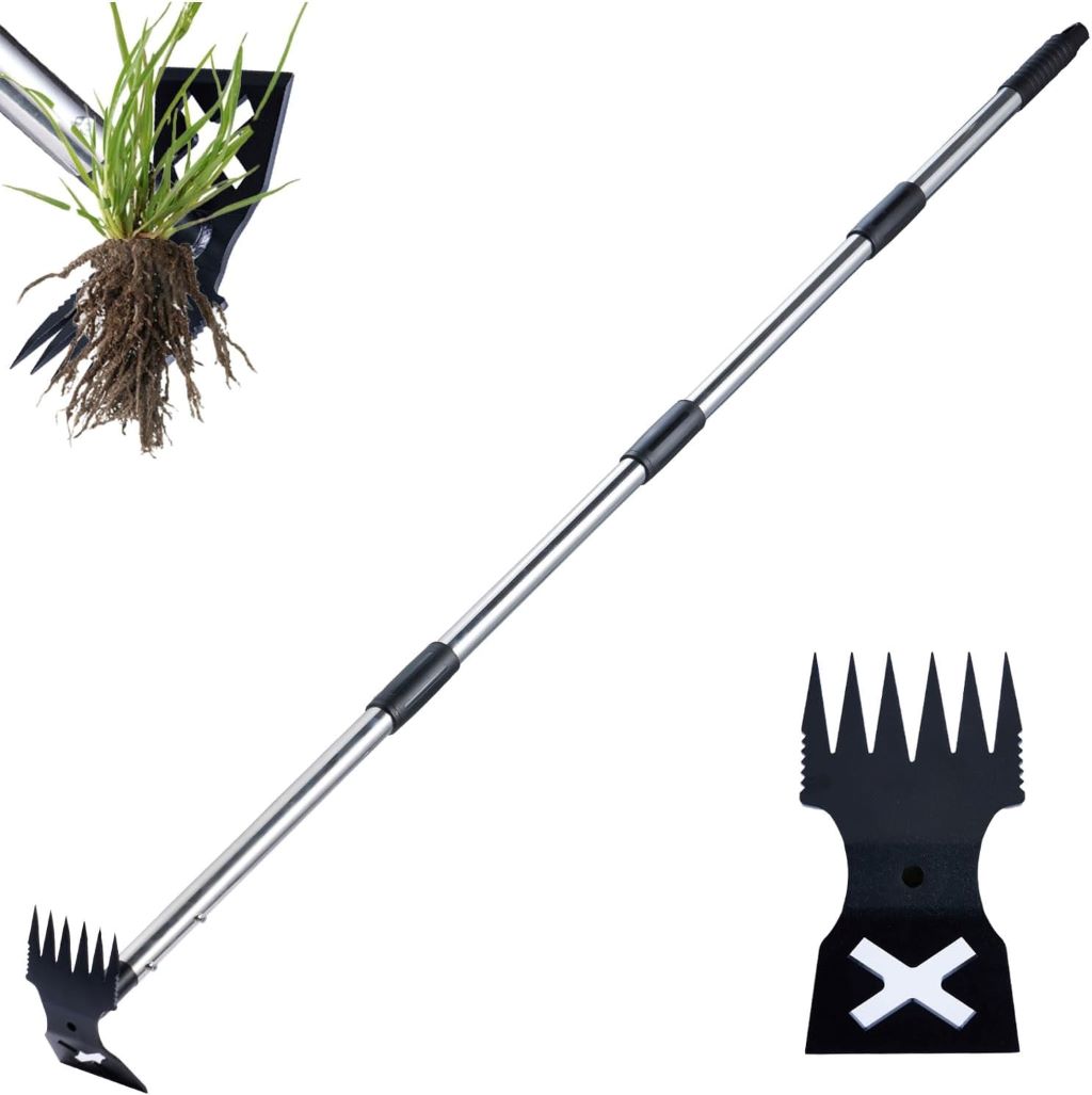 NICOFPHY 2-in-1 weed puller with long handle for effortless garden and yard weeding