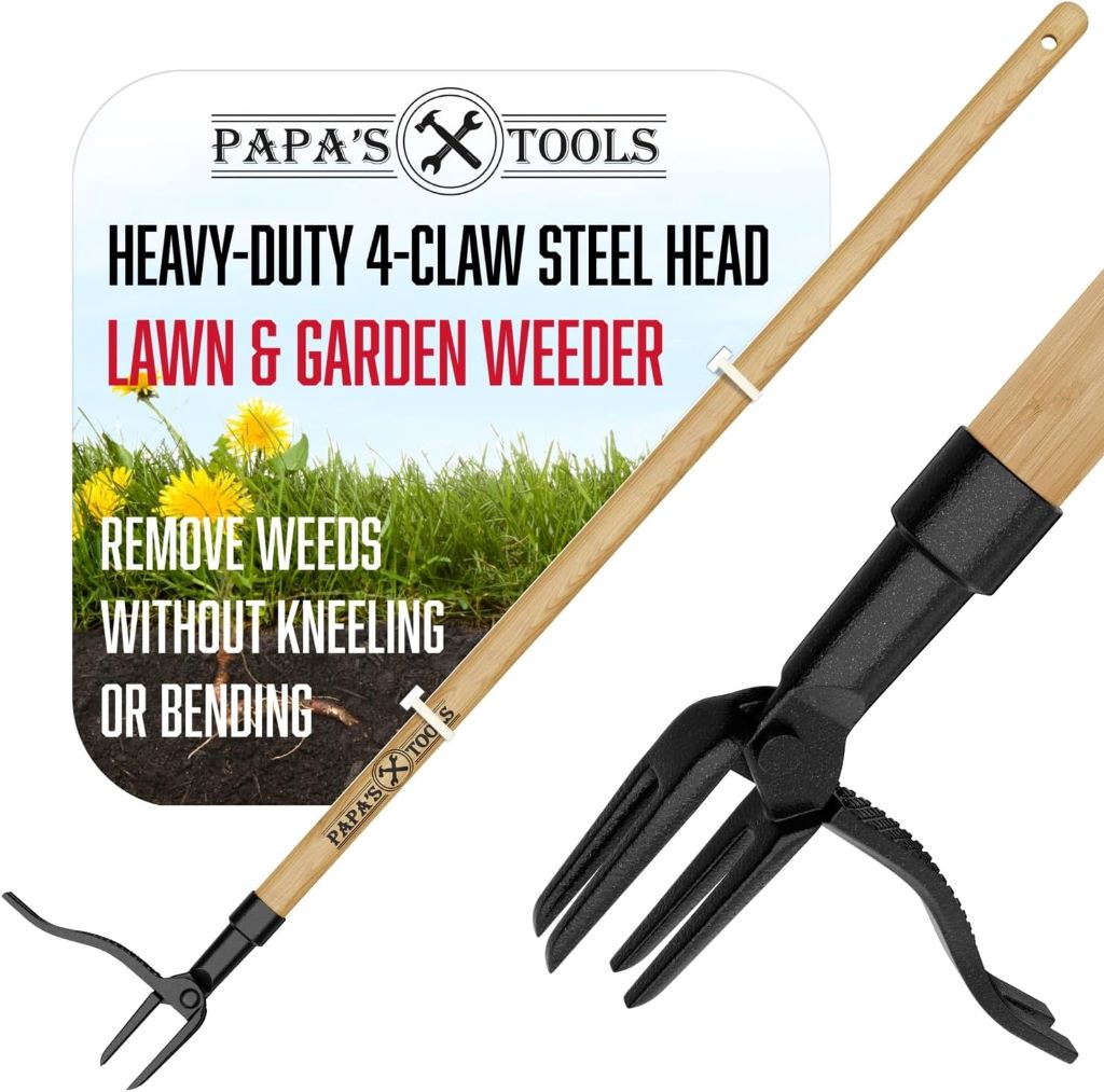 MELISSA AND HARRY Papa’s Tools Weeder with bamboo handle and steel claws for easy weed removal