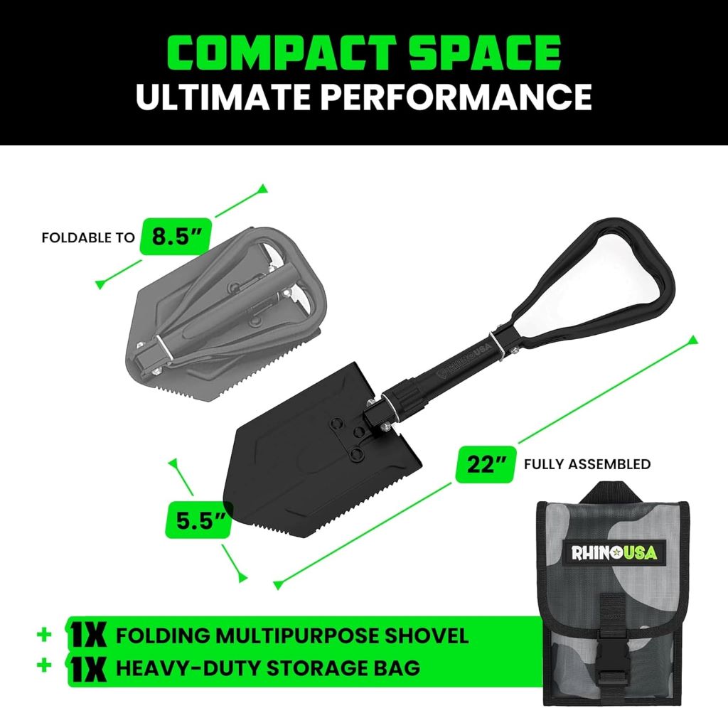 Military-style folding entrenching tool for heavy-duty outdoor tasks and survival