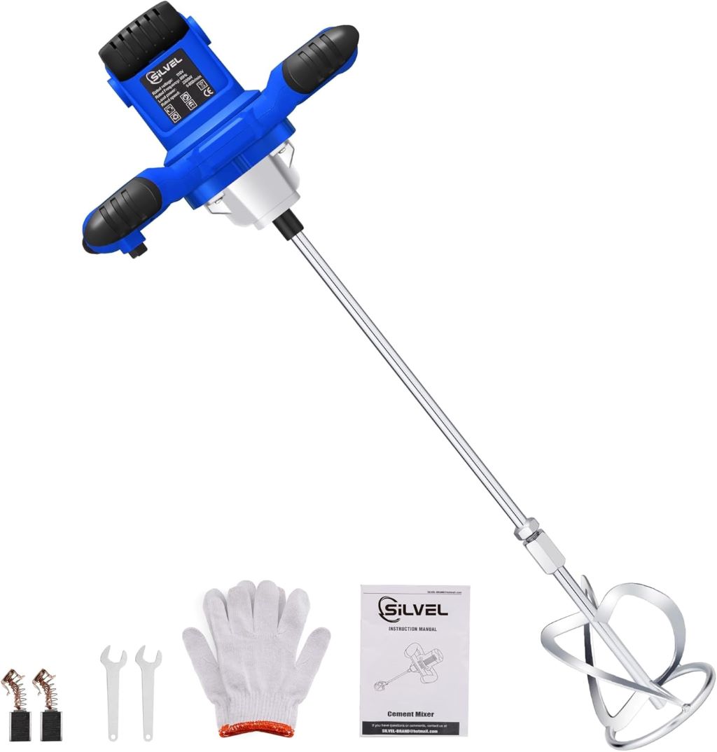 SILVEL 2300W handheld electric cement mixer with 6 speed settings