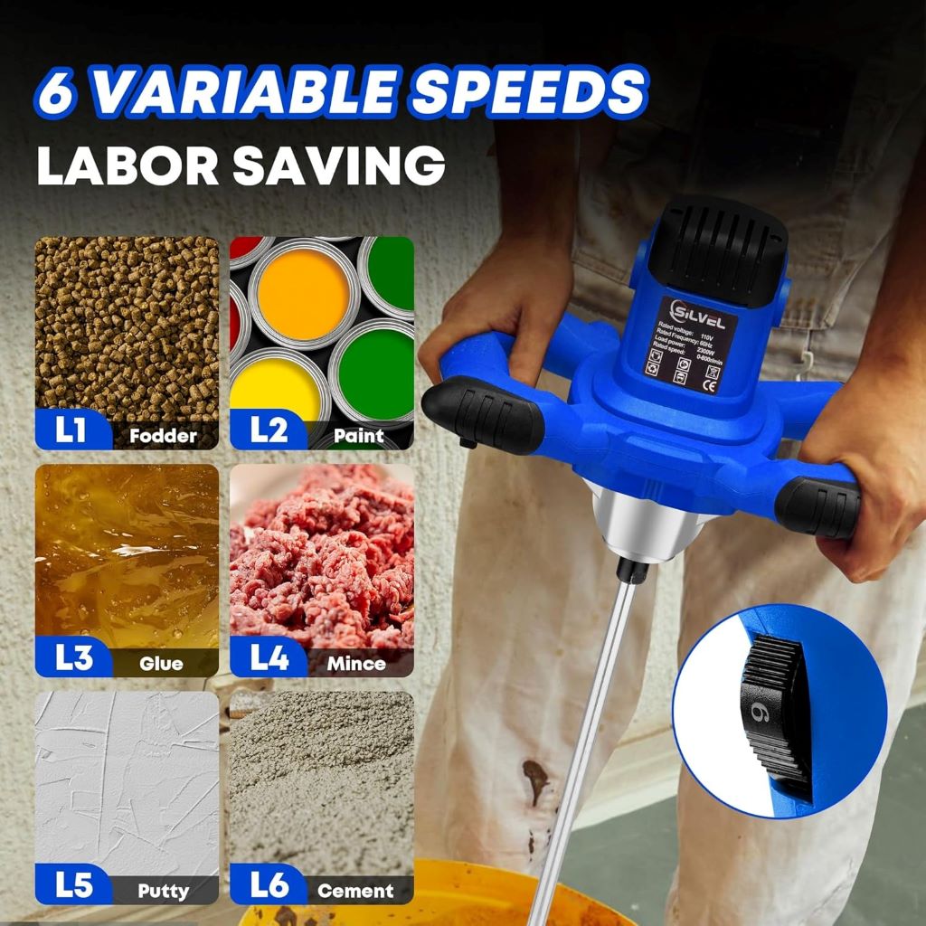 Portable mortar and mud mixer for cement, paint, and fodder