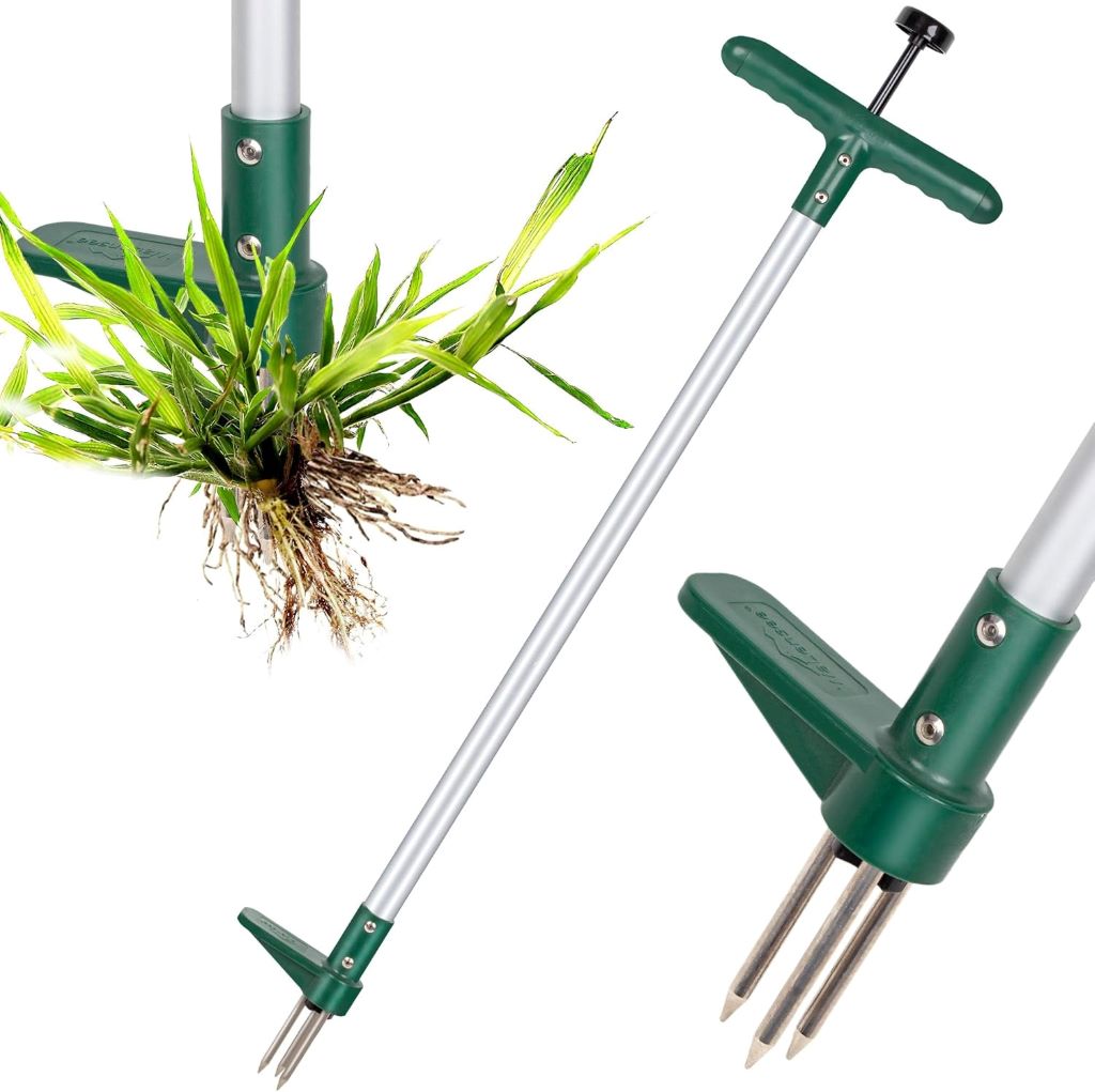 Walensee stand-up weed puller with 3 claws and long handle for easy gardening