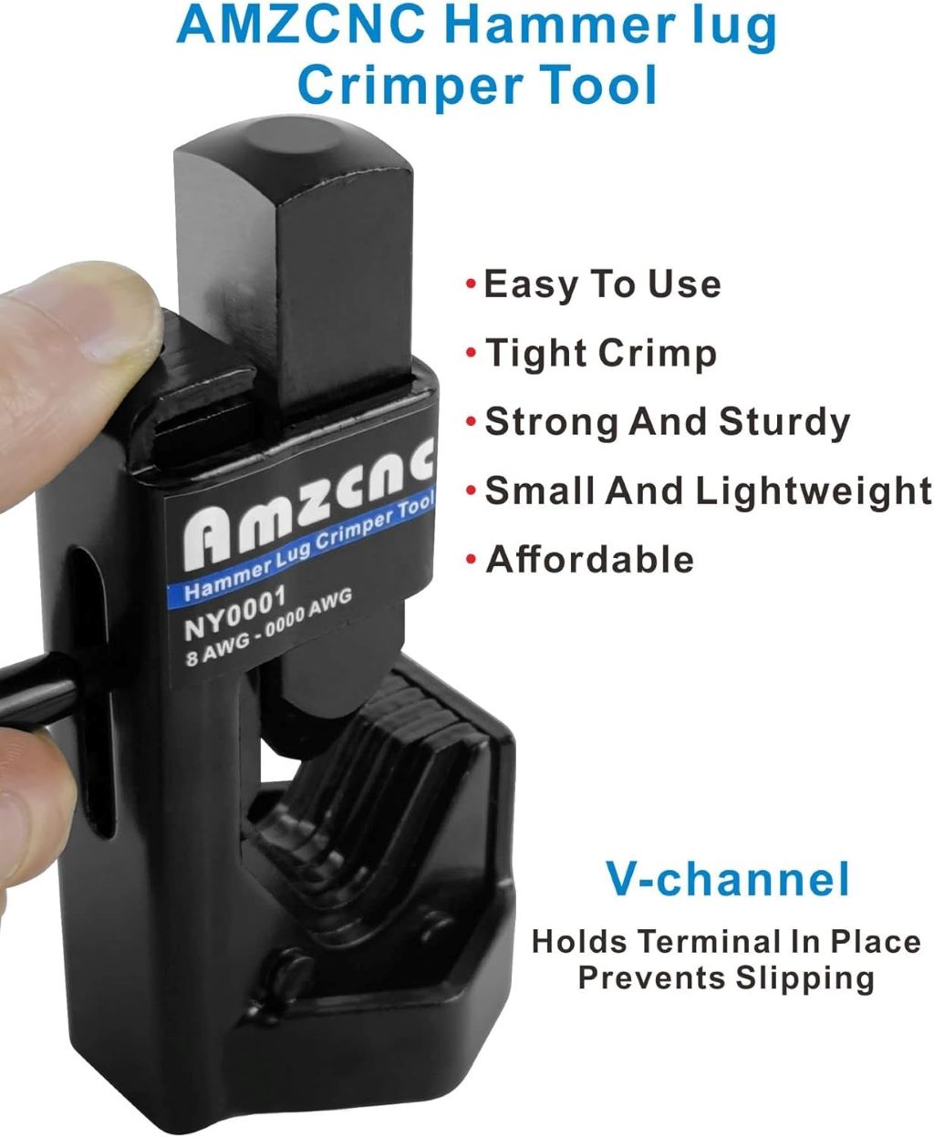 Versatile hammer lug crimper by AMZCNC for electrical and welding use