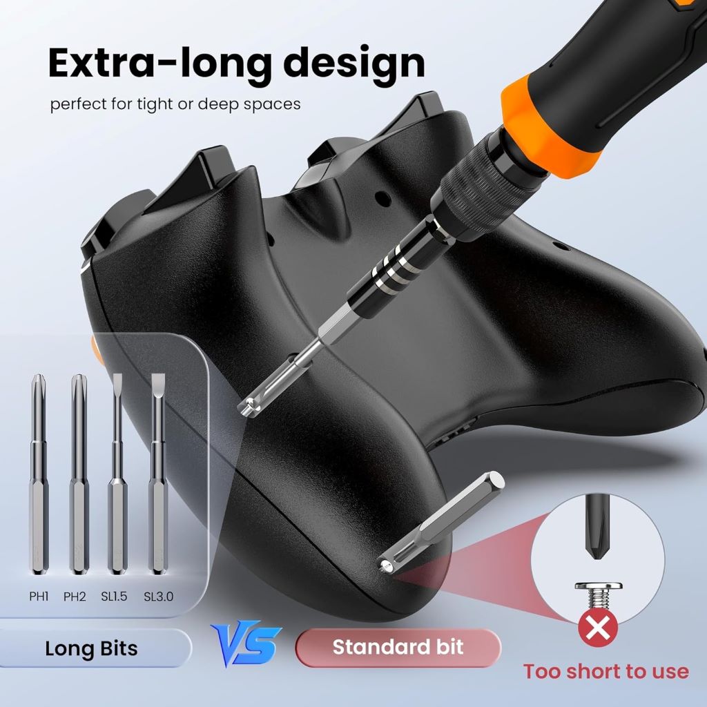 Compact 152-in-1 screwdriver set for detailed repairs on electronics, gaming devices, and delicate items like glasses.