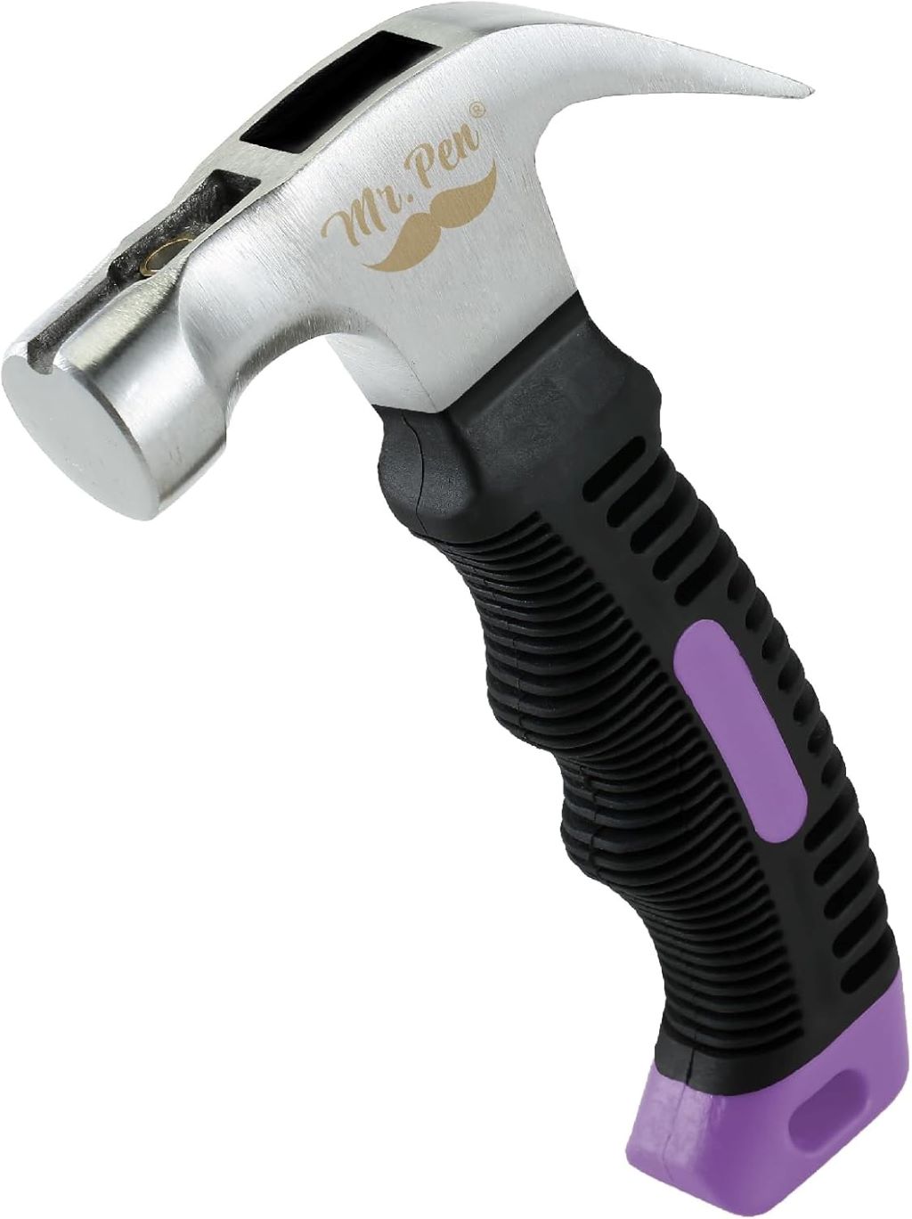 Lightweight stubby purple hammer designed for camping, nails, and outdoor adventures