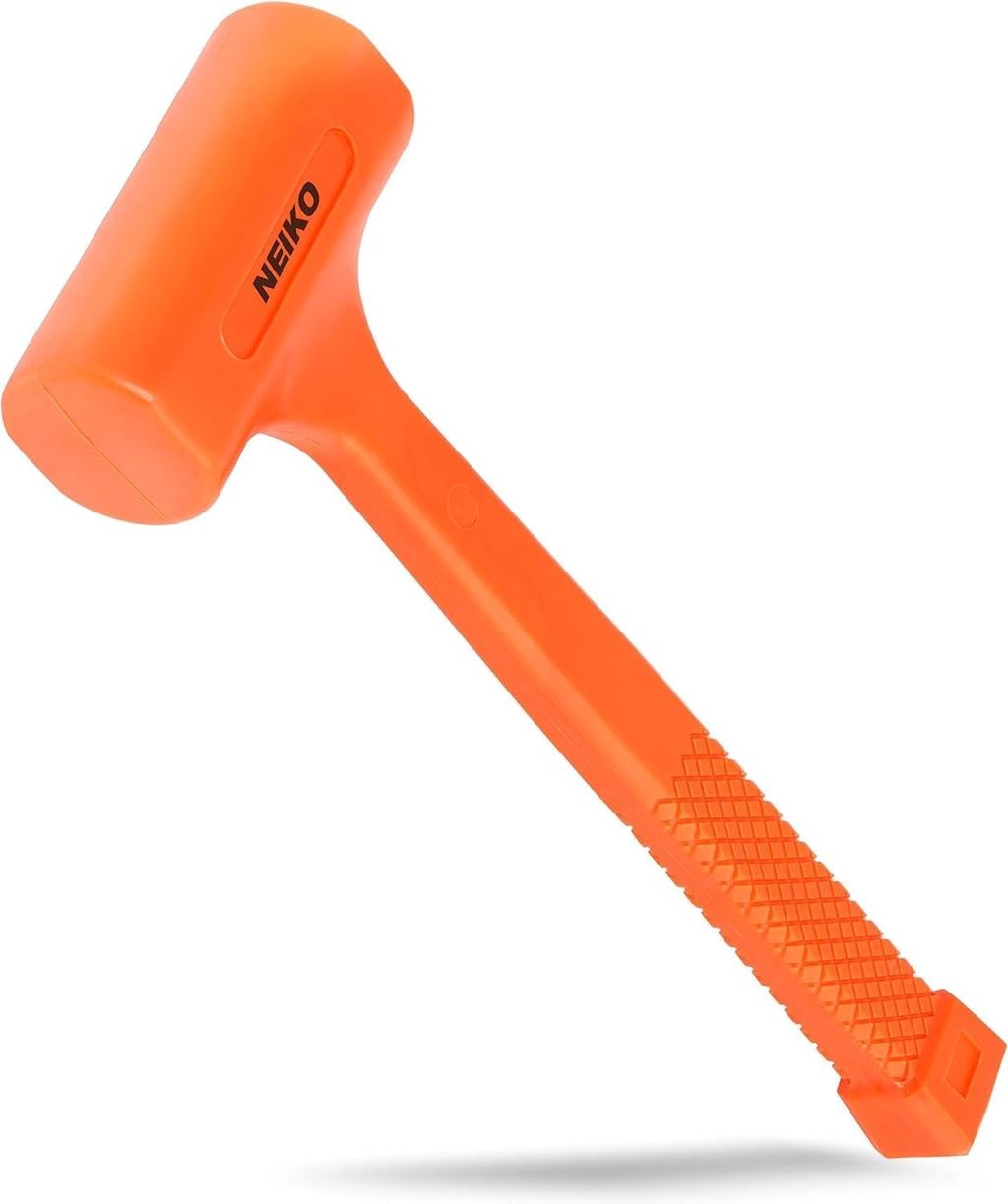 NEIKO 02849A 4 lb dead blow hammer with neon orange handle and checkered grip
