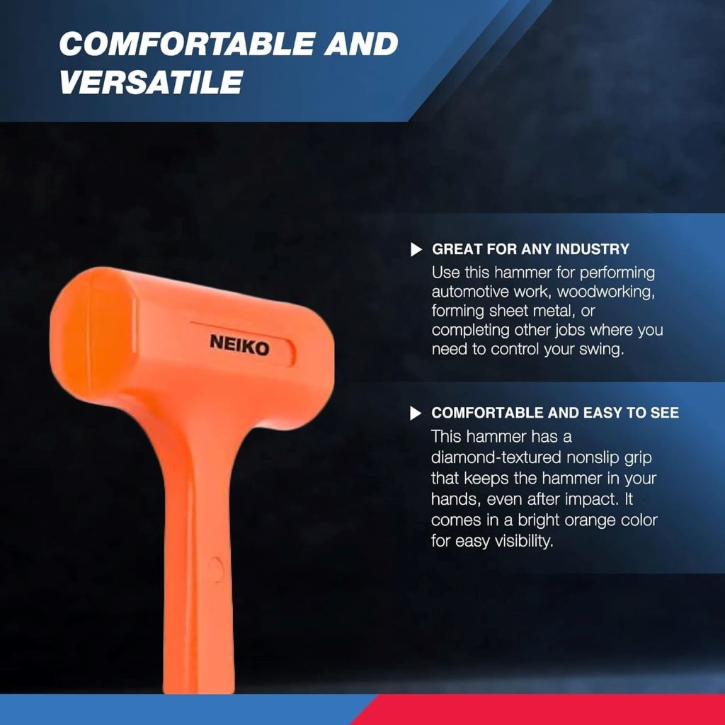 Unibody molded dead blow hammer designed for power and control in projects