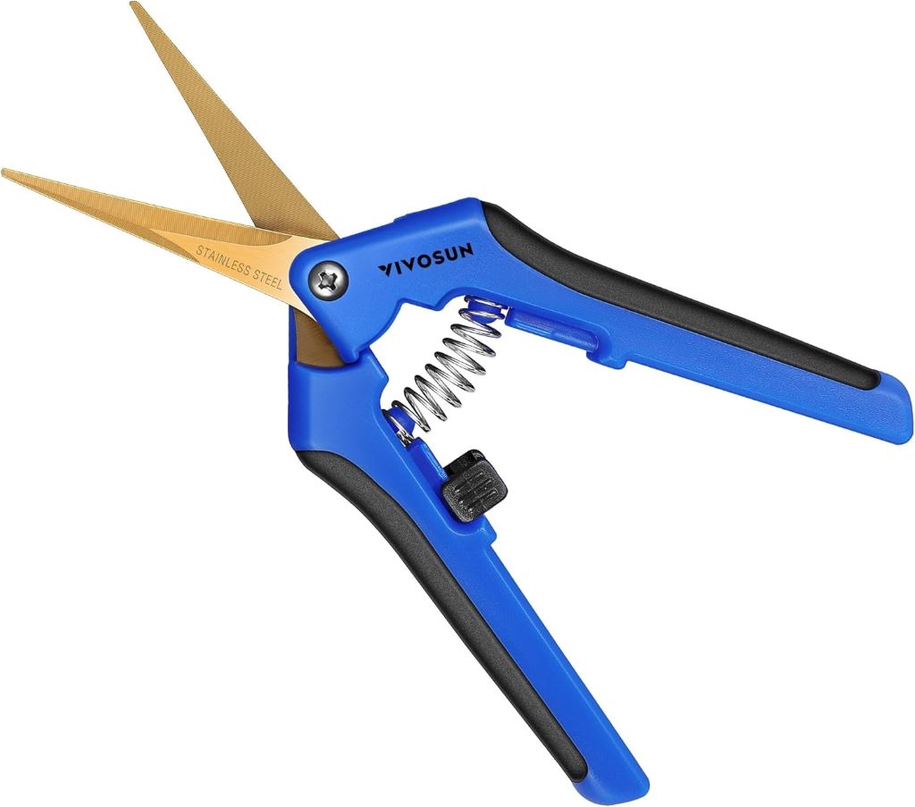 VIVOSUN 6.5-inch curved garden pruner with titanium-coated blades for precise trimming.