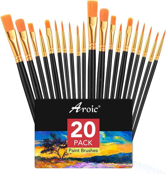 AROIC Acrylic Paint Brush Set 20 pcs Black