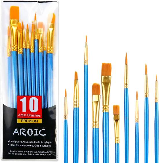 Acrylic Paint Brush Set 10 pcs Nylon Hair