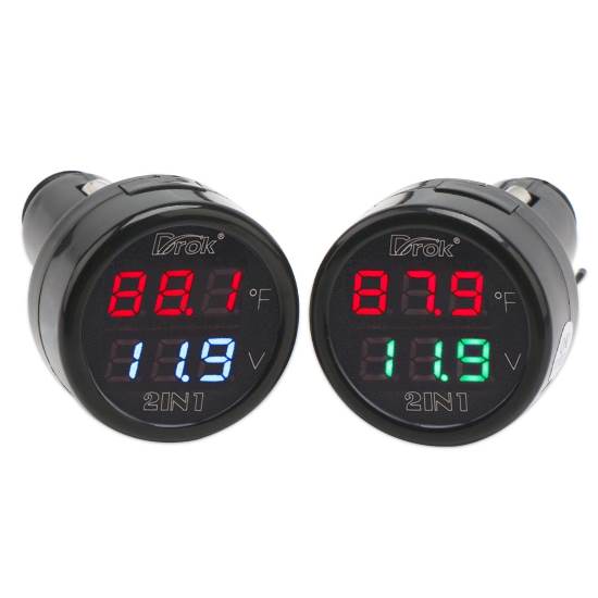 DROK Car Thermometer 2pcs Digital Voltage 10 to 170 Deg F Temperature Monitor Tester