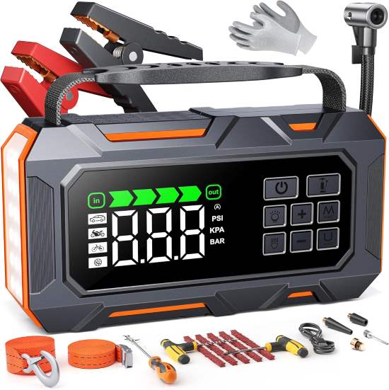 Starter Portable Air Compressor and Jump Starter Kit