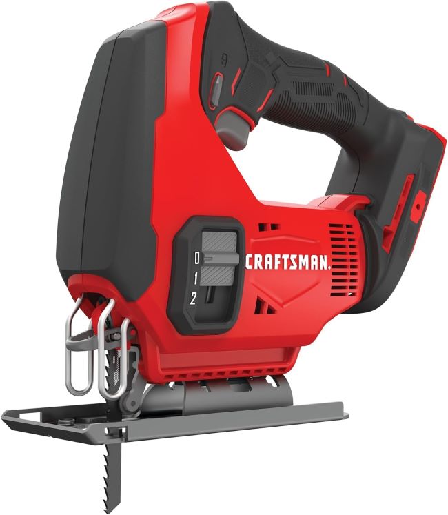 CRAFTSMAN V20 cordless jig saw CMCS600B with orbital settings and high-speed cutting for accurate woodworking