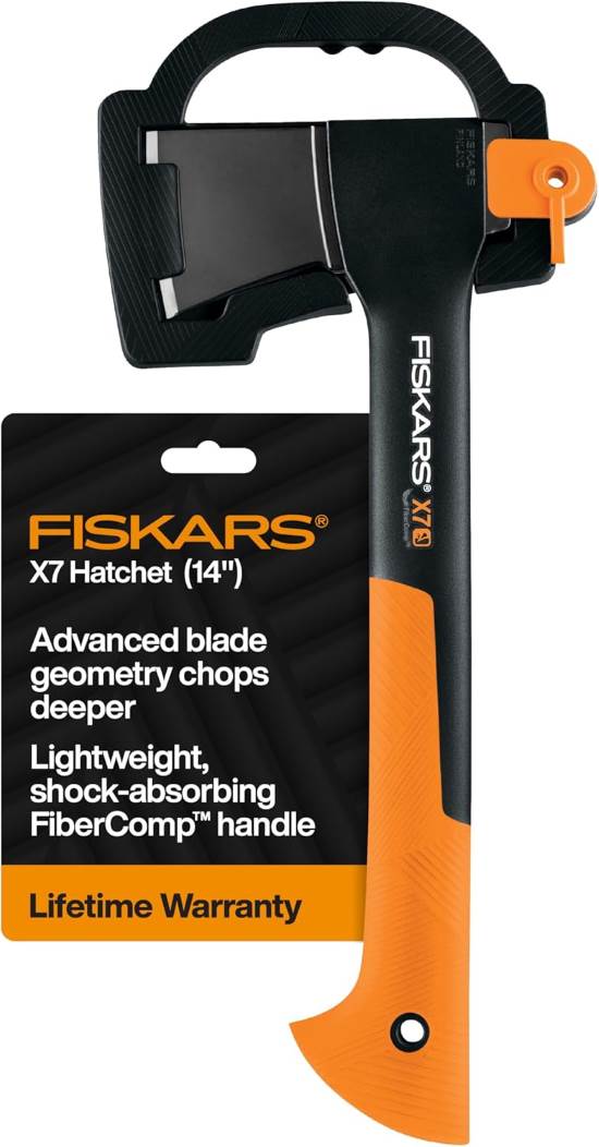 Fiskars X7 Small 14 Inch Hatchet Axe with Sheath for chopping kindling