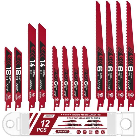 LQOQA 12 Piece Bi Metal Reciprocating Saw Blade Set