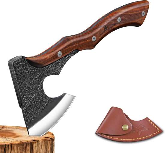 Purple Dragon Camping Hatchet Axe with Sheath handcrafted feel with bushcraft focus
