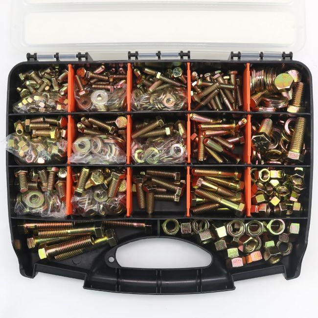 Quibbay 924-piece Grade 8 bolts and nuts assortment kit with SAE sizes, heavy-duty carbon steel fasteners, and storage case