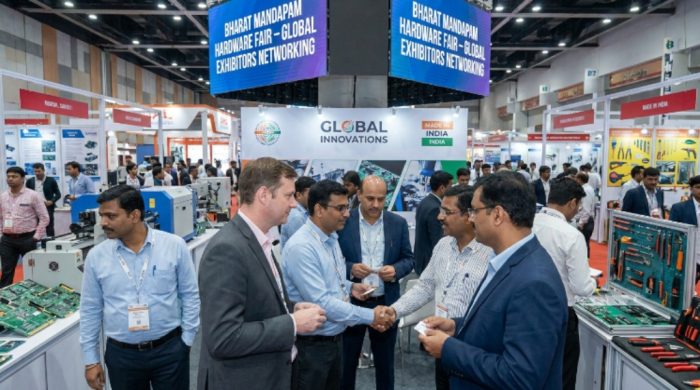Global exhibitors networking at Bharat Mandapam hardware fair