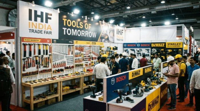 Hand tools and power tools displayed at IHF India trade fair