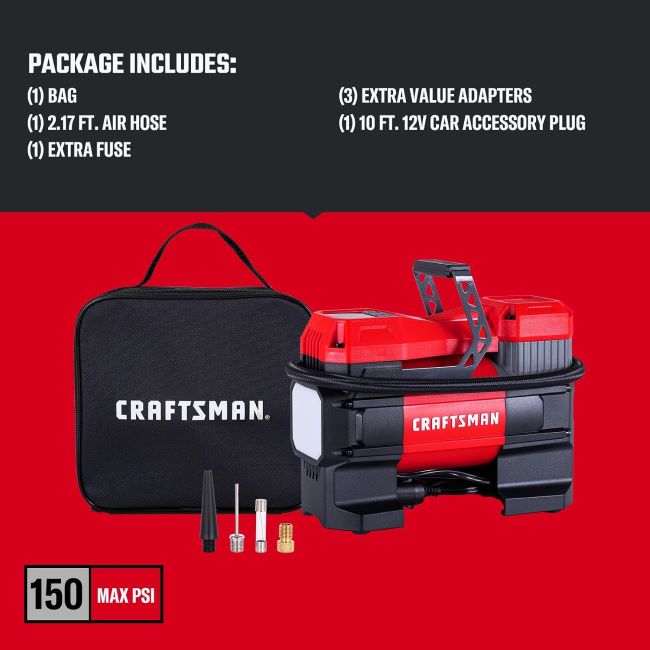 CRAFTSMAN portable air compressor for cars, bicycles, sports equipment, and roadside emergencies