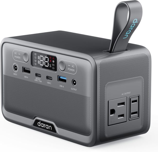 DARAN 89.6Wh portable power station charging phones and small devices during camping in Tennessee