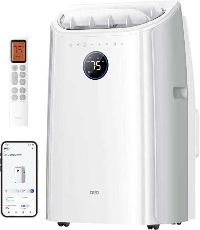 DREO 515S 12,000 BTU smart portable air conditioner with drainage-free cooling and app control