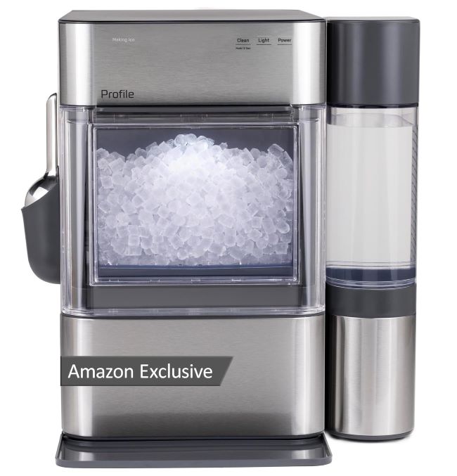 GE Profile Opal Ultra ice maker with XL side tank and stainless steel finish for home bars and entertaining